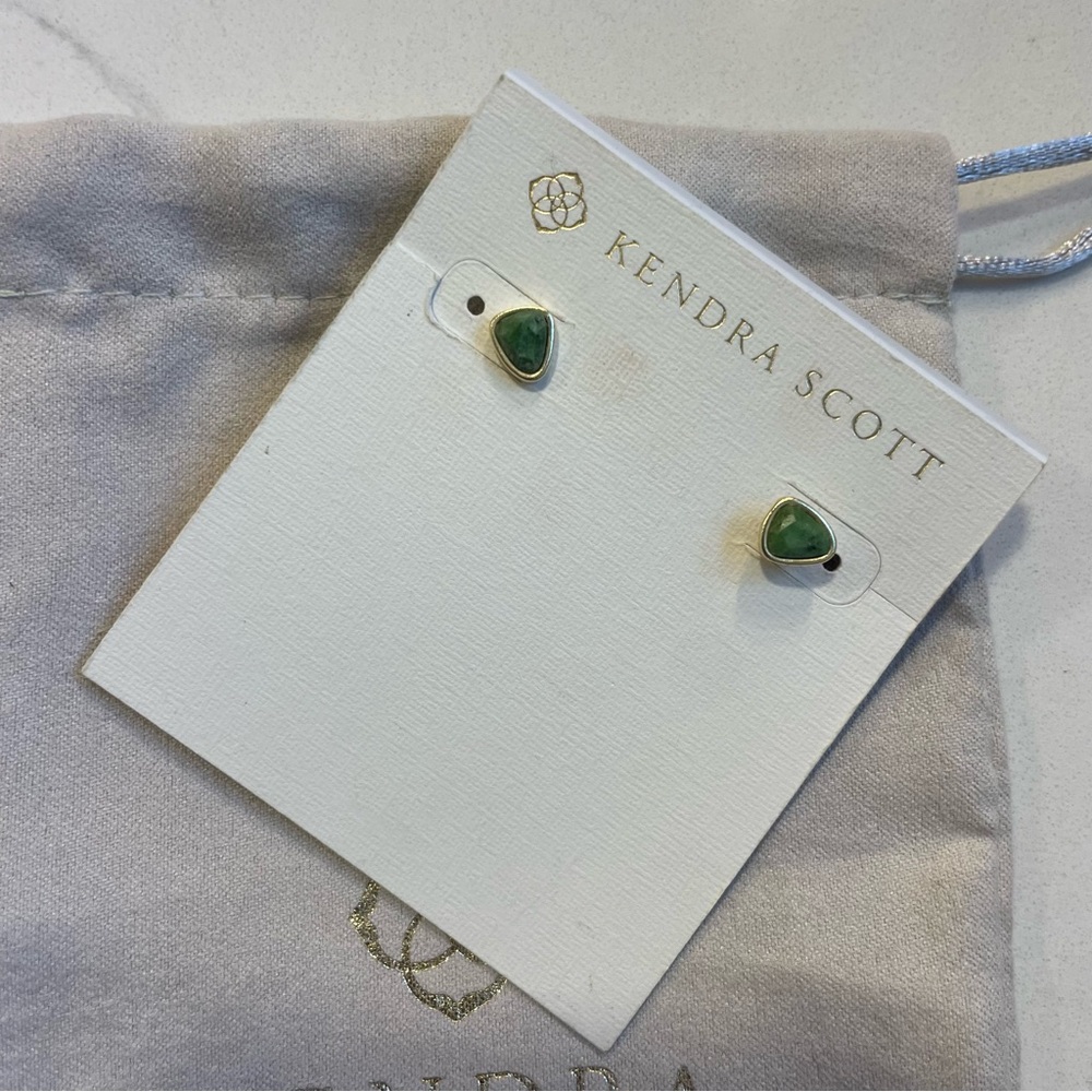 Kendra Scott Green Earrings Minimalist Design - Picture 2 of 2